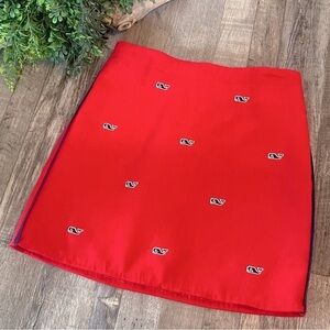 VINEYARD VINES Red Signature Logo Mini Skirt, Fully Lined w/ Adjustable Waist